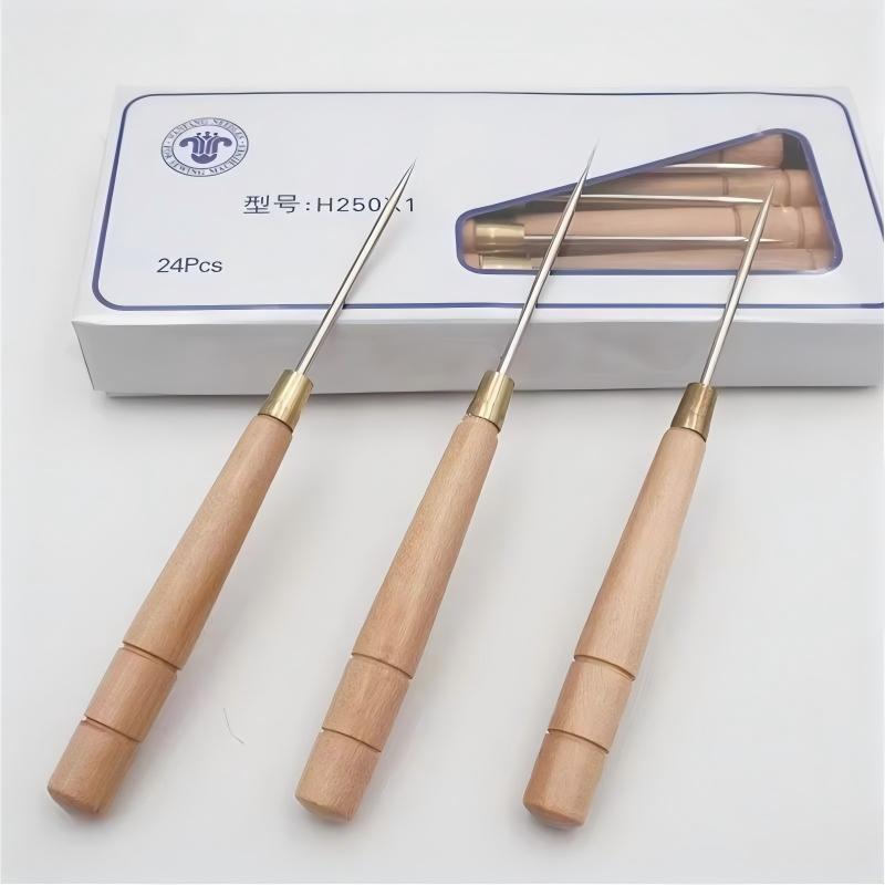 Leatherwork Awl - 3 pçs punho de madeira punteru
