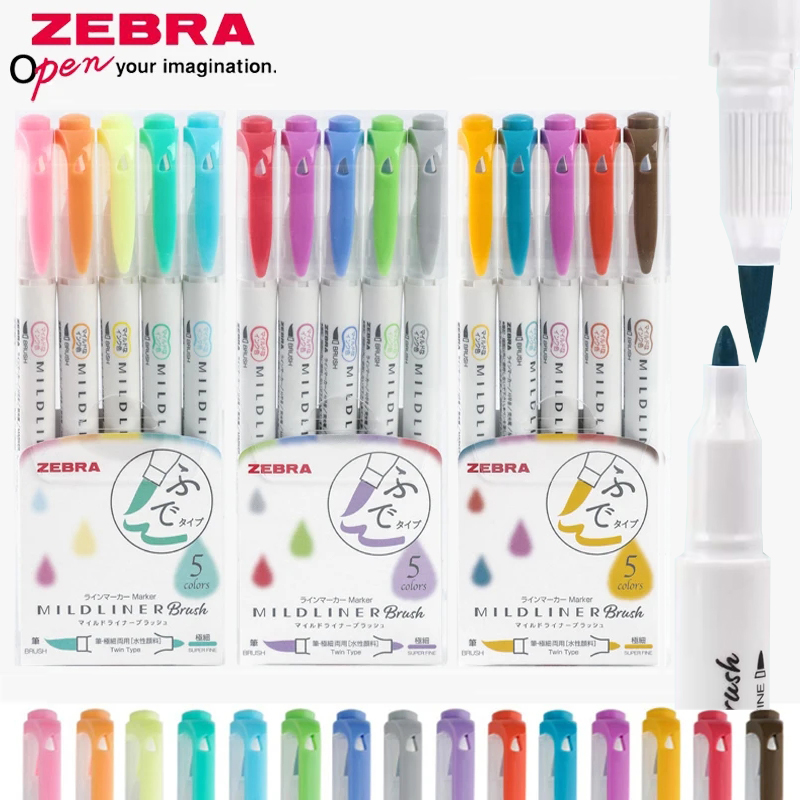 Zebra Pen Mildliner - Zebra Highlighter Mildliner escova Mark canetas,