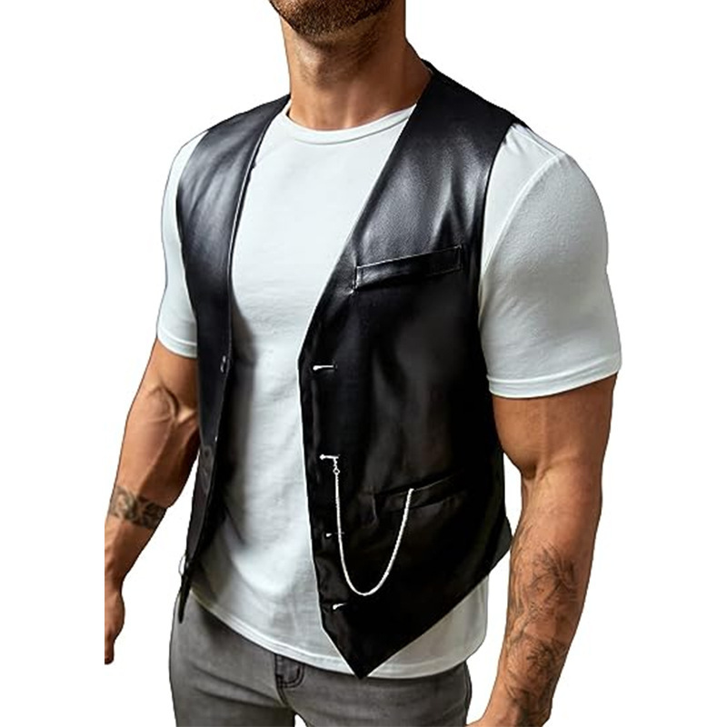 Leather Work Vest - Novo Simples masculino plutônio fino-ajuste colete