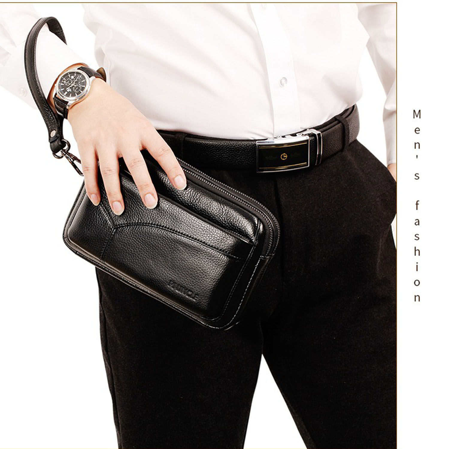 Leather Work Bag Mens - Bolsa de Mão Masculina de Couro