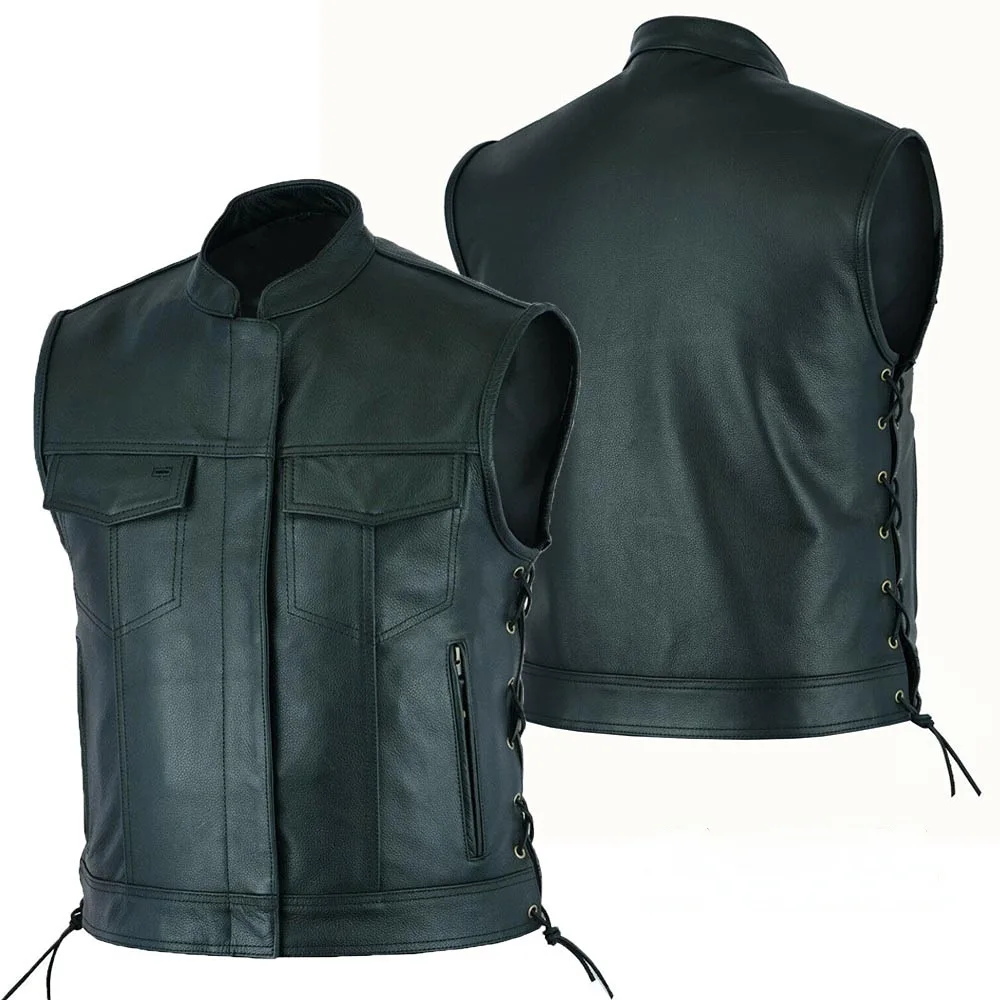 Leather Work Vest - Colete de couro punk moda casual