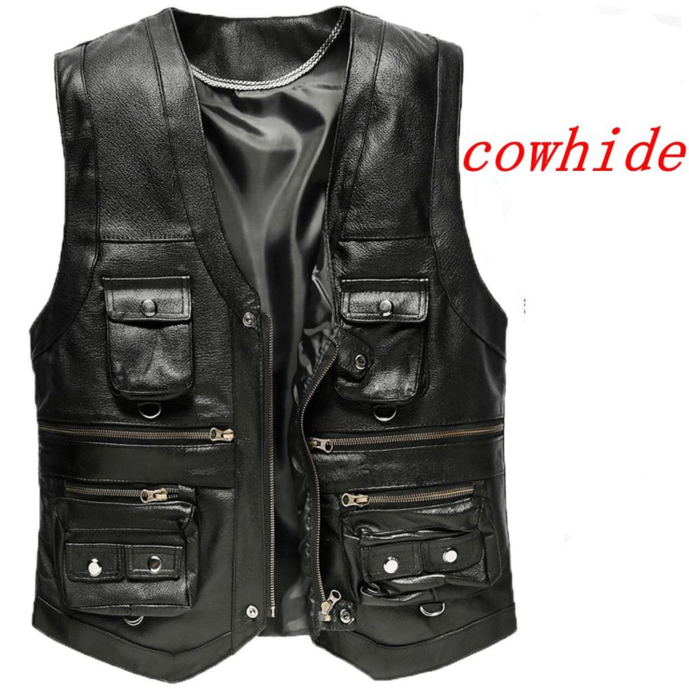 2023 colete de couro genuíno d - Leather Work Vest avaliação e preço