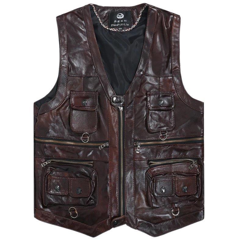 2023 colete de couro genuíno d - Leather Work Vest avaliação e preço