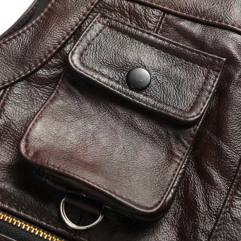 2023 colete de couro genuíno d - Leather Work Vest avaliação e preço