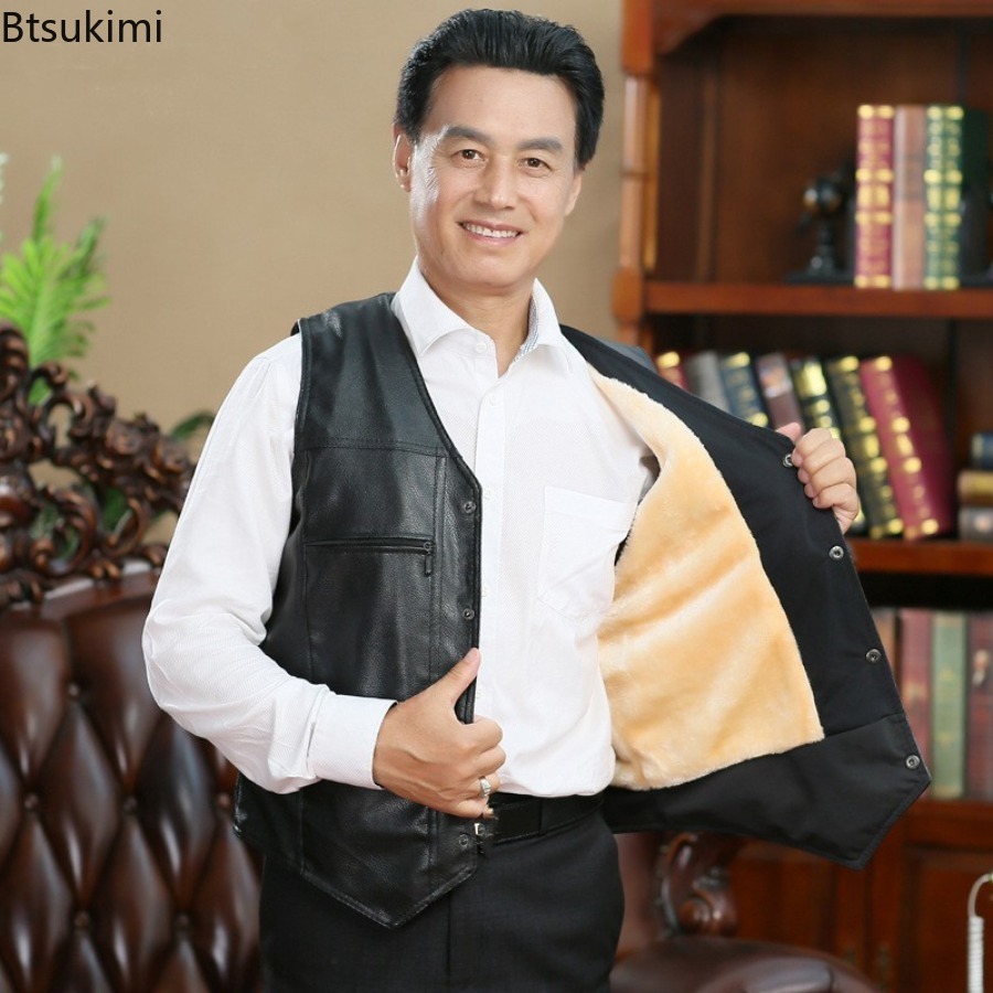 Outono inverno novo colete de  - Leather Work Vest avaliação e preço