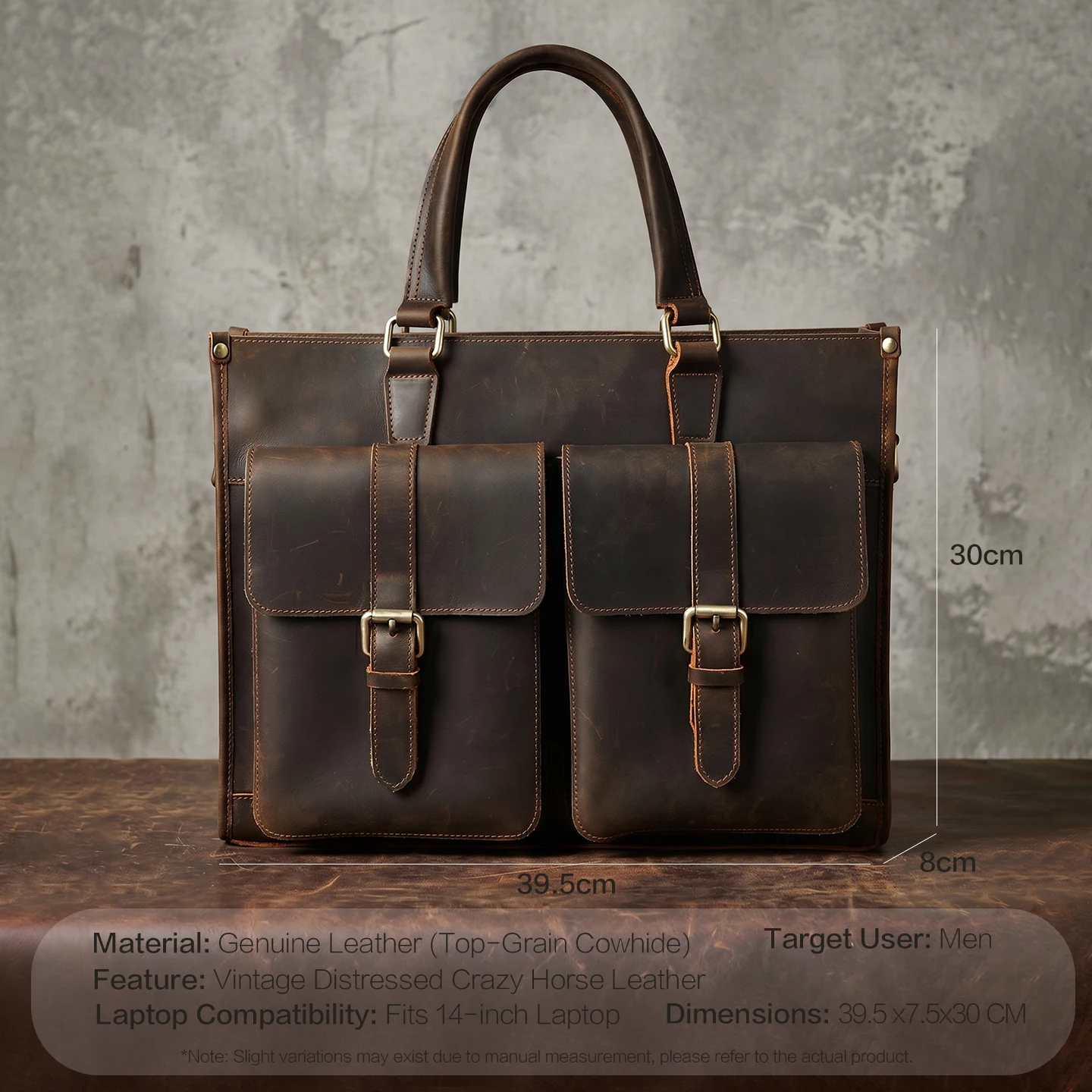 Bolsa de Ombro Masculina Vinta - Leather Work Bag Mens avaliação e preço