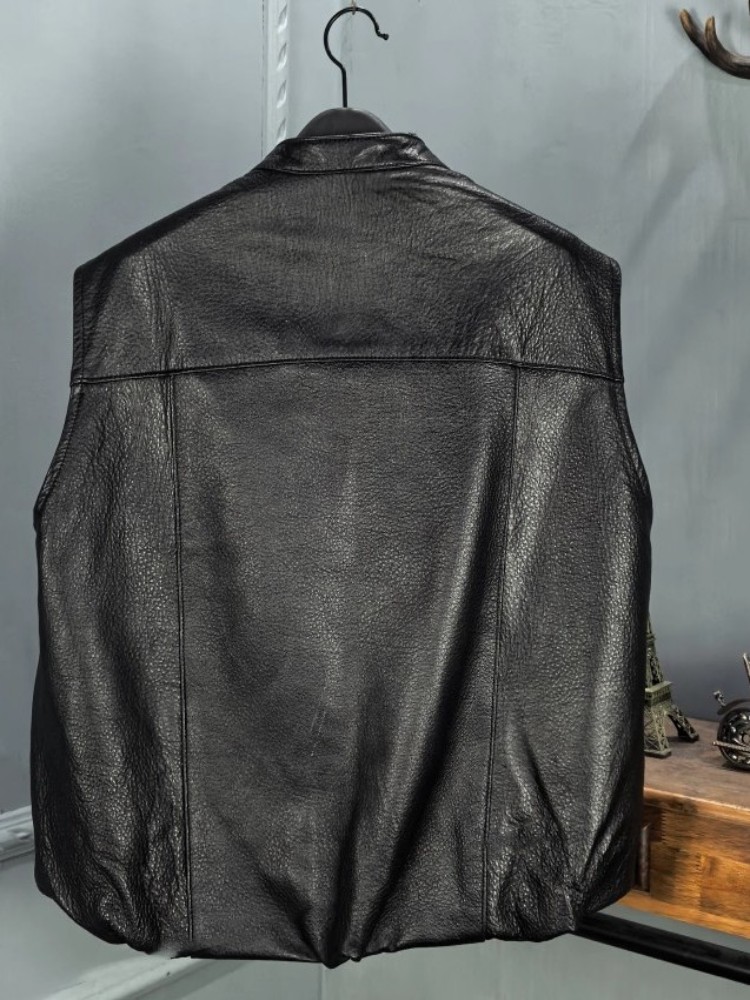 Moda outono natural pele de ca - Leather Work Vest avaliação e preço