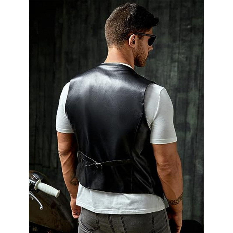 Novo Simples masculino plutôni - Leather Work Vest avaliação e preço