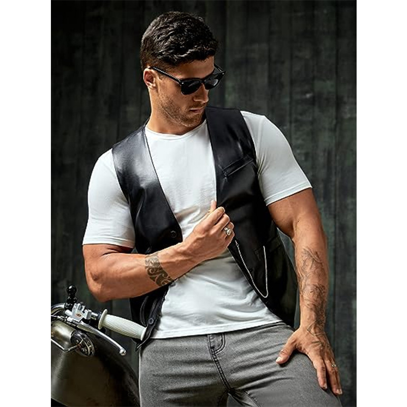 Novo Simples masculino plutôni - Leather Work Vest avaliação e preço