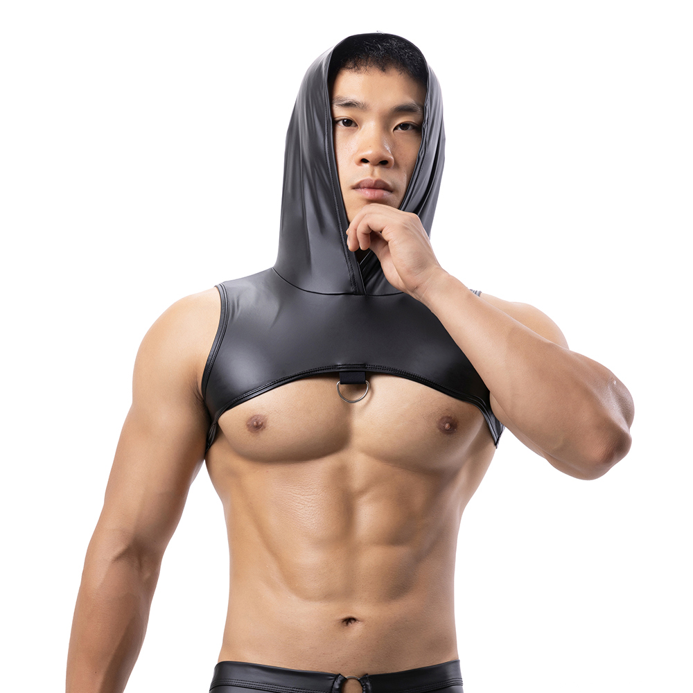 Homens de couro falso com capu - Leather Work Vest avaliação e preço