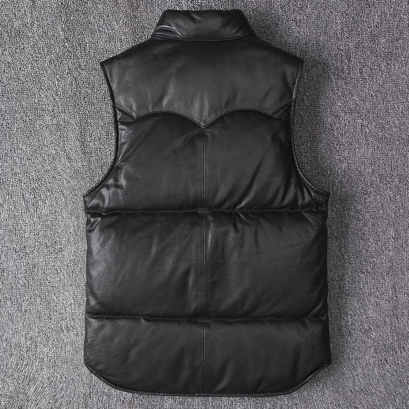 Jaqueta de couro masculina sli - Leather Work Vest avaliação e preço