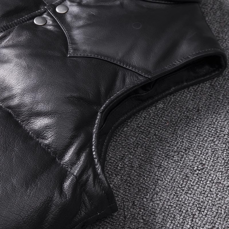Jaqueta de couro masculina sli - Leather Work Vest avaliação e preço