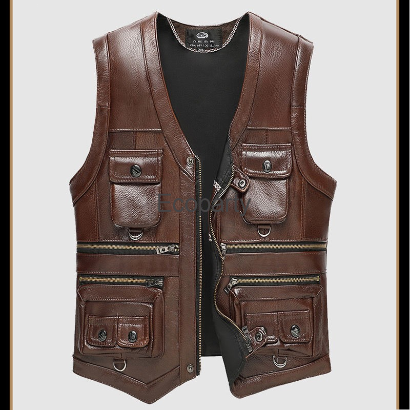 2024 outono inverno colete de  - Leather Work Vest avaliação e preço