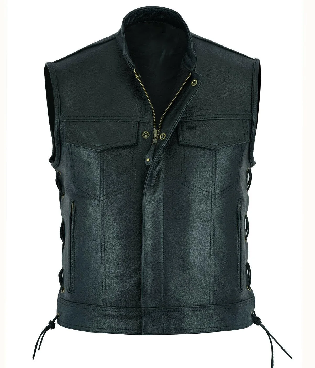 Colete de couro punk moda casu - Leather Work Vest avaliação e preço