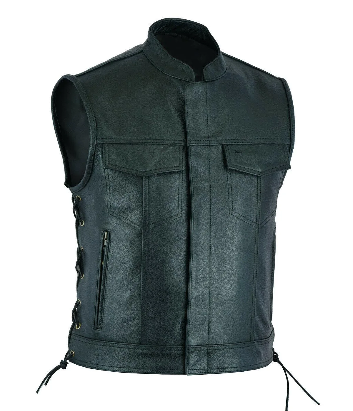 Colete de couro punk moda casu - Leather Work Vest avaliação e preço